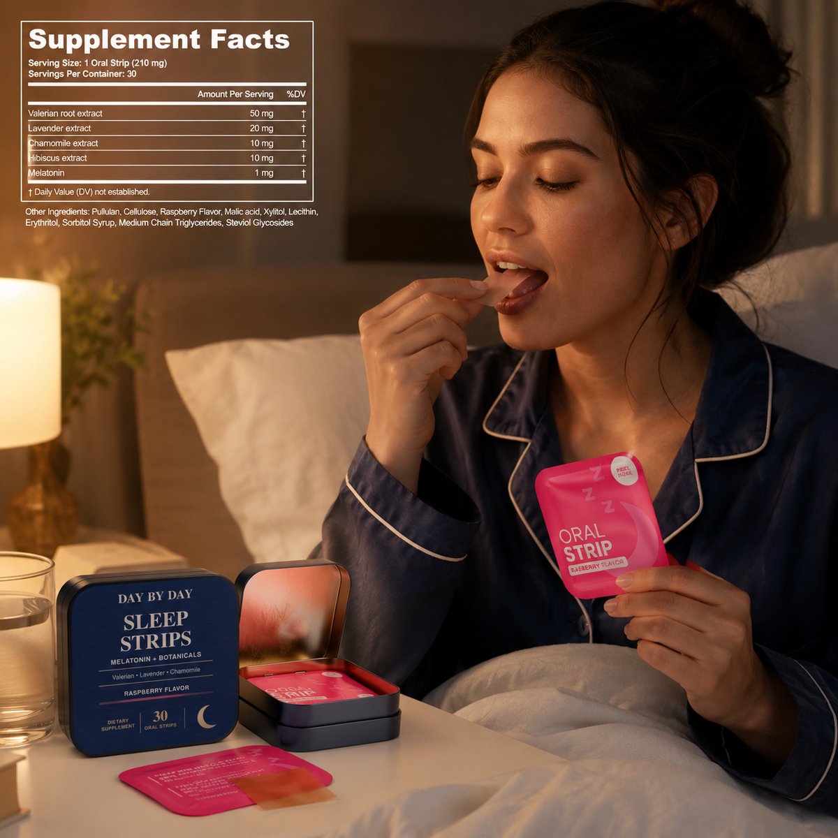 Sleep Strips peel, place and dissolve product guide